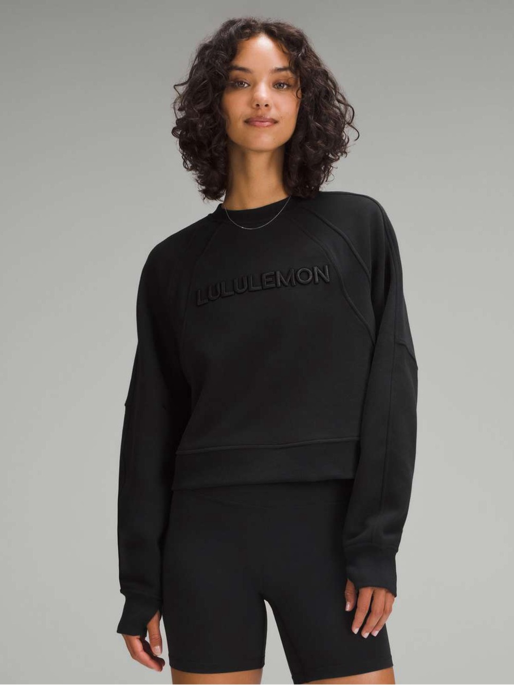 Lululemon Scuba Oversized Pullover Wordmark Black Crewneck Sweatshirt XS/S